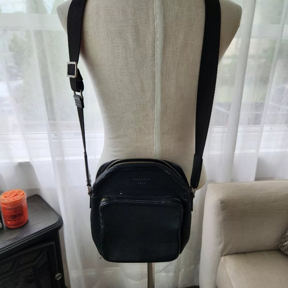 Tiger of Sweden Grained Leather Crossbody Bag Black handbag